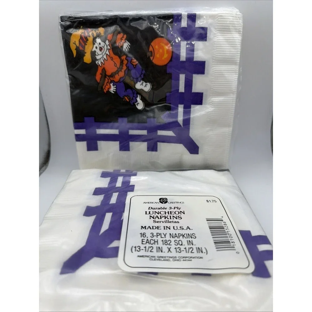 VINTAGE HALLOWEEN American Greetings Scarecrow Luncheon napkins 2 Packs32 Total